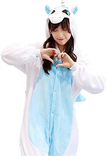 Caleen6 Unisex Adult Pajamas - Blue Unicorn Costume Onsie Sleepwear M