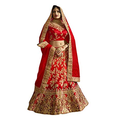 56% OFF on Vetrokart Women's Faux Silk Semi stitched Lehenga Choli