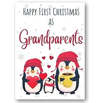 Weihnachtskarte „Happy First Christmas As Grandparents“ – Premium-Leinenkarton, 210x148 Mm, Mit Umschlag