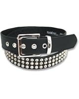 Ceinture Cloutée Punk Rock En Simili Cuir - Noir Avec Rivets Pyramide - Unisexe Adulte - Neuf Avec Étiquettes
