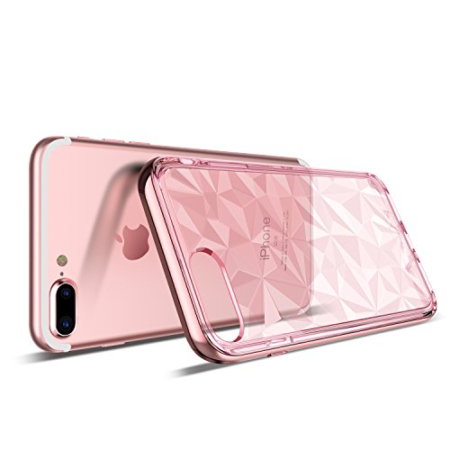 BENTOBEN Funda iPhone 8 Plus  Funda iPhone 7 Plus  Carcasa Case Cover Transparente Choque Absorcin TPU Antichoque Antigolpes Funda para iPhone 8 Plus iPhone 7 Plus - Rosa Oro