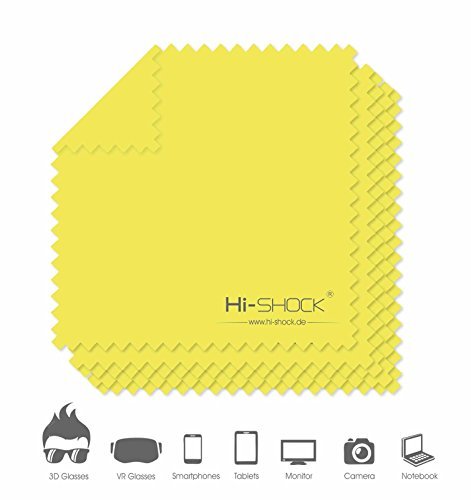 Hi-SHOCK® 5er Packung Mikrofasertücher 18x18 cm - Für die perfekte Reinigung aller hochsensiblen & glatten Oberflächen von 3D Brillen / Smartphones / Tablets [100% Mikrofaser | Farbe: gelb]