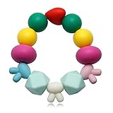 Gnzoe Schmuck Unisex Armband Silikon Damenarmband Elegant Armschmuck Herz Form Anhänger Freundschaftsarmband Hase Kugel Set Bunt 18CM