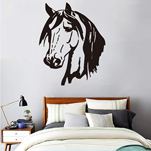 Qhrdp Etiqueta Engomada Del Vinilo Del Vinilo Del Arte De La Pared Grande De La Cabeza De Caballo Del Estilo En Blanco Y Negro Para El Dormitorio O La Sala De Estar 47X78Cm