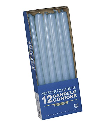 Cereria de Giorgio risthò Velas cónicas para candelabro, Cera, Azul, 2.2 x 30 cm, 12 Unidades