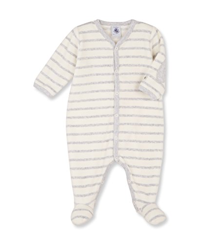 Petit Bateau Baby-Boys Salut Striped Footies, Grey (Lait/Poussiere), 3-6 Months (Manufacturer Size:6 Months)