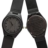 KENON Herren-Armbanduhr Echt Leder Holzuhr Vintage Herren Damen Holz-Armbanduhr Graviertes Deutsches Wort Holzuhren für Jubiläumsgeschenke (Für Sohn Von Papa)