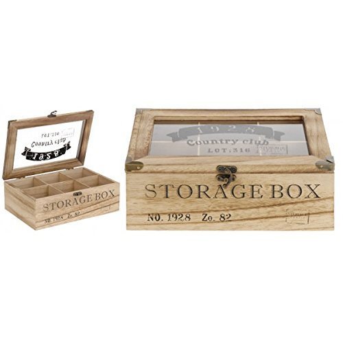 Teebox 6Fächer 24x16,5x8,5cm Vintage Teekistchen Teebeutelbox Teekiste Teedose