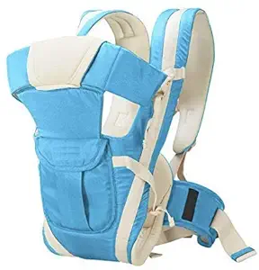 Hexzone 4-in-1 Adjustable Baby Carrier Cum Kangaroo Bag/Baby Sefty Belt/Child Safety Strip/Baby Sling Carrier Bag/Baby Carrier Bag Front Carry Facing (Sky Blue) 1-Pcs