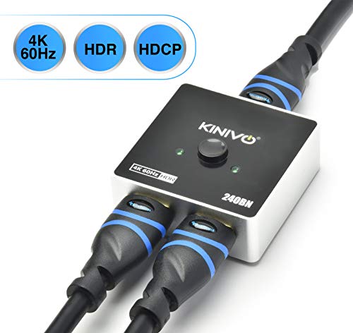 Kinivo 4K HDMI Switch/Splitter HDMI Switcher - Supports 4K @ 60Hz, 3D, Full HD and Ultra HD (240BN - 2 Port)