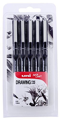 Uni-ball Pin Stylos feutres techniques Pochette de 5 Encre noire (Import Royaume Uni)