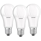 Osram LED Base Classic A, in Kolbenform mit E27- Sockel, Nicht Dimmbar, Ersetzt 100 Watt, Matt, Warmweiß, 3er- Pack