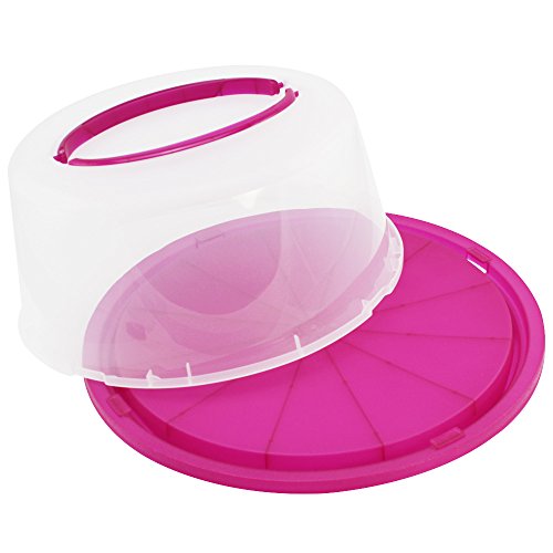 COM-FOUR® Tortenbehälter in pink, sehr stabiler Tortenbuttler mit praktischen Tragegriffen und sicherem Einrastsystem - 4