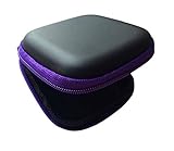NEW Black Square Hearing Aid Purple Zipped Storage Hard Carry Case Holder