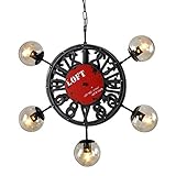 Oudan Retro, Industriedesign Pendelleuchte Uhr Magic Beans Lounge Restaurant Restaurant Kronleuchter Charakter Bekleidungsgeschäft 5 Helm Hängeleuchten Lichter, 70 * 70 cm, E 27 * 5 * 60W max.