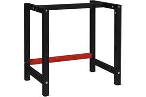 vidaXL Cadre de Banc de Travail Support de Table de Travail Pied d'Etabli Support d'Etabli Cadre de Table de Travail Métal 80x57x79 cm Noir et Rouge
