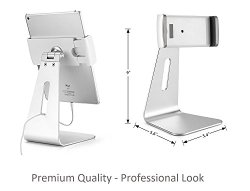 abovetek Elegante Aluminium iPad Pro Ständer – Swivel iPad Air/mini Kiosk POS stehen – Zwei Mount Halterungen 15,2 cm ~ 33 cm Interaktives IOS/Android Tablet Ständer für Handel Styling/Schreibtisch/Küche zinntheken - 3