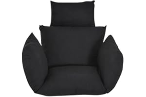 Warmiehomy Coussin de chaise balancelle, doux à suspendre, coussin de chaise avec oreiller pour extérieur et intérieur, coussin de chaise à suspendre, coussin de chaise œuf, noir