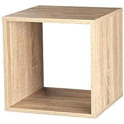 Étagère en bois à 1, 2, 3, 4 étages, bibliothèque, vitrine, unité de rangement, Antique Oak, Cube