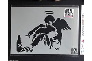 IDEAL STENCILS Banksy Fallen Angel Replik Schablone wiederverwendbar & Kunst Handwerk Malerei Schablone - semi-transparent Schablone, L/ 37X49CM