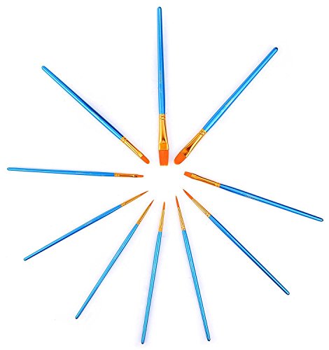 Xpassion 10Pcs Pinsel Starterset für Malen Acryl Kinder - 4