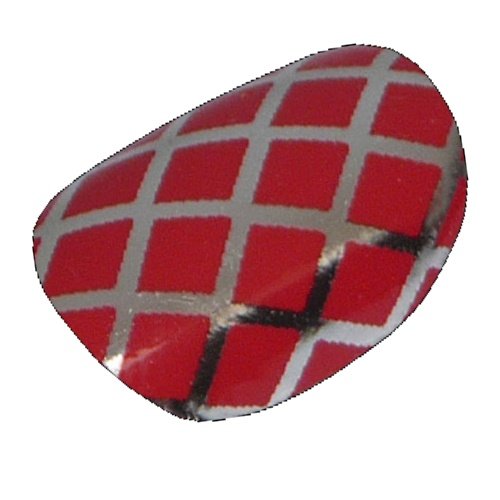 Chix Nails Nail Wraps 	Red Silver Fishnet Fishnet Fingers Toes Vinyl Foils Minx Trendy Style