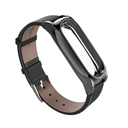 Elegante correa de piel de repuesto para reloj MiBand 2 Xiaomi  magn  tica y sin tornillos   negro