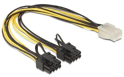 DeLOCK 83433 câble électrique - cables électriques (Mâle/Femelle, PCI-E (6+2 pin), PCI-E (6-pin), Noir, Blanc, Jaune)