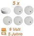 Produktbild 5x Rauchwarnmelder DIN EN 14604 inkl. Batterien | Rauchmelder | Feuermelder | Brandmelder