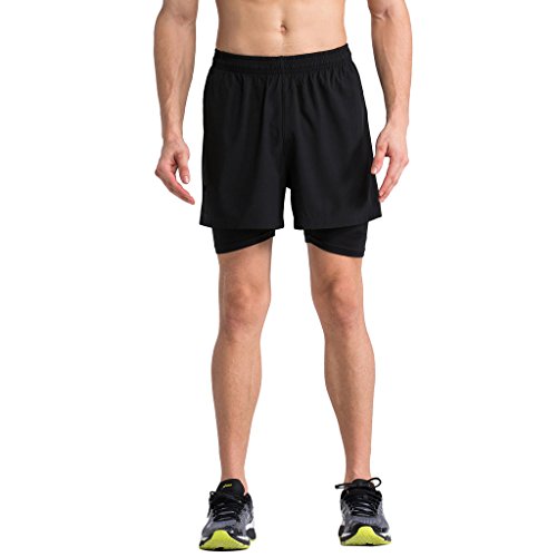 2-FITNESS Herren Laufhose kurz, 2 in 1 hose, 2 Farben, Gr. M bis XXL