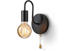 MENGJAY TRADE Lampada da Muro in Metallo,Lampada da Parete Vintage Applique Metallo Lampada Retrò Applique Muro Interni Nero Applique da Comodino Illuminazione E27 Industriale per Camera da letto