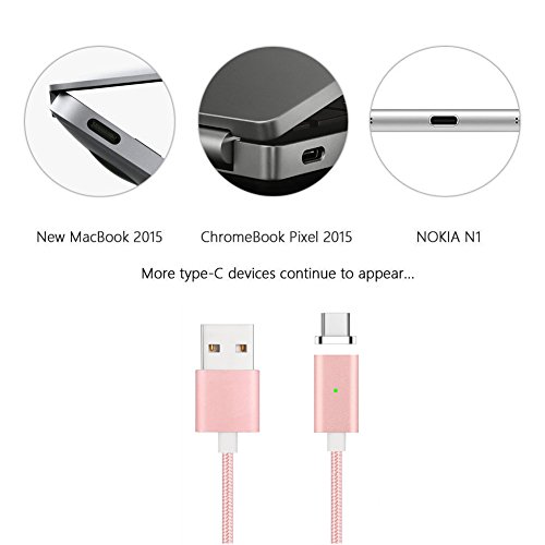 [Die neue Version]Magnet USB C Kabel auf USB 3.0 A- Lebenslange Garantieserie -TUOYA Magnetisches USB-C Ladekabel- Fast Charging-Magnetisches Type C Ladekabel Kabel – Type C Datenkabel Hochwertig mit LED Statusanzeige für Android Smartphones OnePlus 3 Huawai Mate Honor Google Pixel Nexus HTC Xperia Samsung Galaxy Type-C-Geräten (1*Pack Pink) - 2