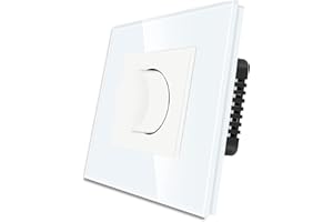 CNBINGO Interruptor de dimmal, atenuador de luz TRIAC para lámparas LED/Dimmable/lámparas halógenas,Blanco panel de vidrio endurecido, no se requiere un conductor neutro, 1 bandas de 1 vía, 500W