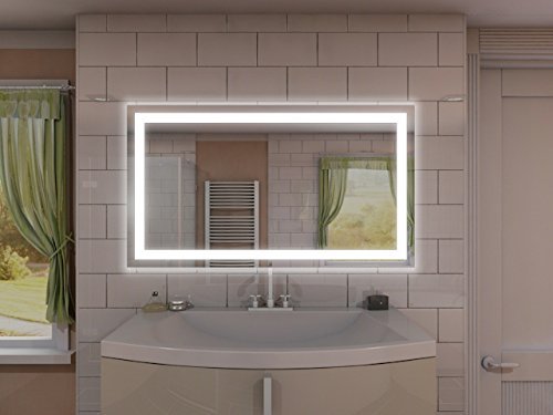 Badspiegel mit Beleuchtung Portau M106L4: Design Spiegel für Badezimmer, beleuchtet mit LED-Licht, modern - Kosmetik-Spiegel Toiletten-Spiegel Bad Spiegel Wand-Spiegel