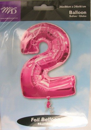 Rosa Nummer 2 Supershape Folienballon (nicht aufgeblasenen)