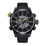 Fenkoo Herren Armbanduhr Japanischer Quartz LCD / Kalender / Chronograph / Wasserdicht / Duale Zeitzonen / Alarm / Sportuhr Caucho BandSchwarz /