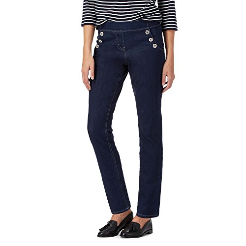 Dark Blue Side Sailor Button Jeggings 