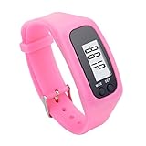 Zolimx Digital LCD Pedometer Run Schritt Fuß Erreichbar Kalorienzähler Uhr Armband (Rose)