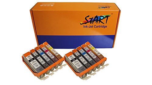 Start – 10 XL Ersatz Chip Patronen kompatibel zu Canon PGI-550BK XL Schwarz, CLI-551BK XL Foto-Schwarz, CLI-551C XL Cyan, CLI-551M XL Magenta, CLI-551Y XL Gelb für Canon Pixma iP7250, iP8750, iX6850, MG5450, MG5550, MG6350, MG6450, MG7150, MX725, MX925