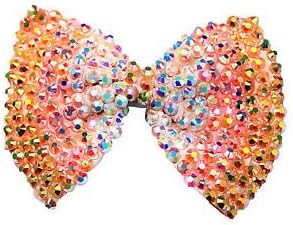 Girl Ladies Fashion Shining Brand New Diamante Crystal Bow Hair Clip Size Large (Black)