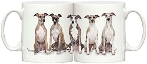 Dog Exhibitor Whippet Dog design hand printed ceramic mug printed in the UK merchandise, great for tea, coffee and most hot or cold beverages.