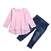 Produktbild 2pcs Kinderbekleidung Kleinkind Baby Kinder Mädchen Outfit Kleidung Langarm T-Shirt Tops Jeans Hosen Bekleidungssets LMMVP(2-7Jahr (Rosa, 90 (2/3Jahr)