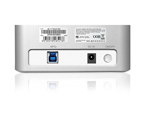 Icy Box IB-111StU3-Wh 1-fach Dockingstation für 2,5″ (6,35 cm) oder 3,5″ (8,9 cm) SATA HDD/SSD mit USB 3.0 Anschluss (silber/weiß) - 5