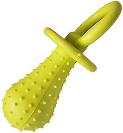 Welim Dotted Pacifier Shape Toys Rubber Dog Chew Toys Small Bell Pet Chew Toy Interactive Dog Toys For Pet Practice Green