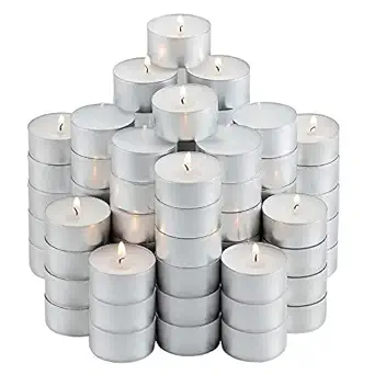 God Gift Arts Unscented 4-Hour Long Burn Time | Smokeless and Dripless White Tea Light Candles | Small Tea Candles for Home, Travel, Weddings, & Emergencies (Pack-80)