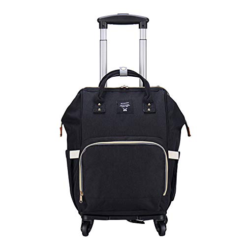 Preisvergleich Produktbild OLISMultifunktionale Wasserdichte Baby Wickeltasche Wickelrucksack Große Kapazität Mum Reiserucksack Mit Isolierten Flasche Tasche Abnehmbarer Trolley-Rucksack,Black-OneSize