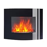 Homcom Cheminée électrique Murale LED Design Avant-gardiste avec télécommande et minuterie 900-1800 W Noir