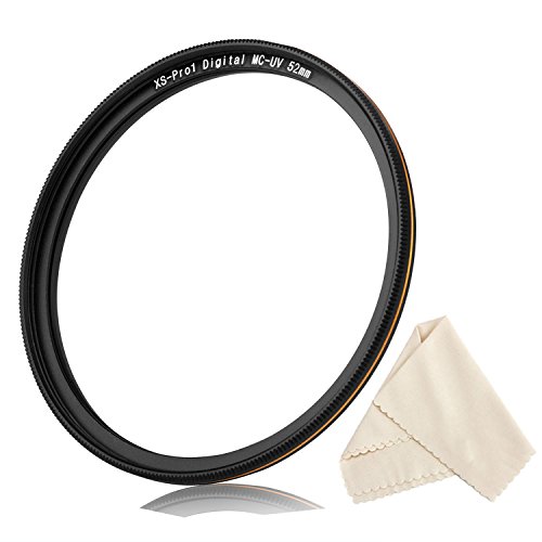 Veatree Filtro de protección UV para Objetivo de 52mm, Ultra Delgado 16 Capas Multi Coated Filtro de protección Ultravioleta para Canon Nikon Sony y Otros Lentes de Limpieza DSLR + Microfibra