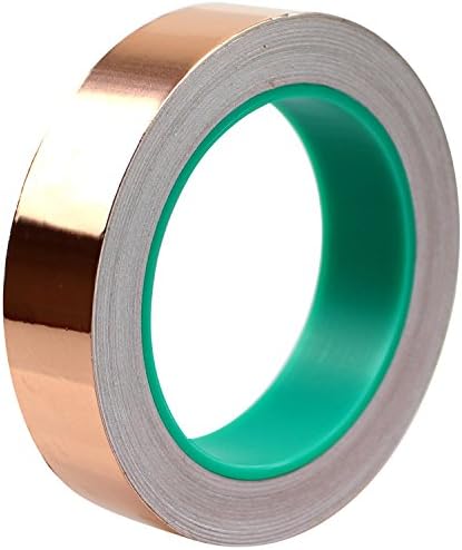 Devolare 1" X 21.8 yds (25mm x 20m) Copper Foil Tape with Dual Conductive Adhesive for EMI Shielding, Slug Repellent, Crafts, Electrical Repairs
