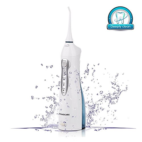 BROADCARE Irrigador Dental Eléctrico Irrigador Bucal Portátil e Impermeable para Limpieza y Cuidado Dental con dos Boquillas
